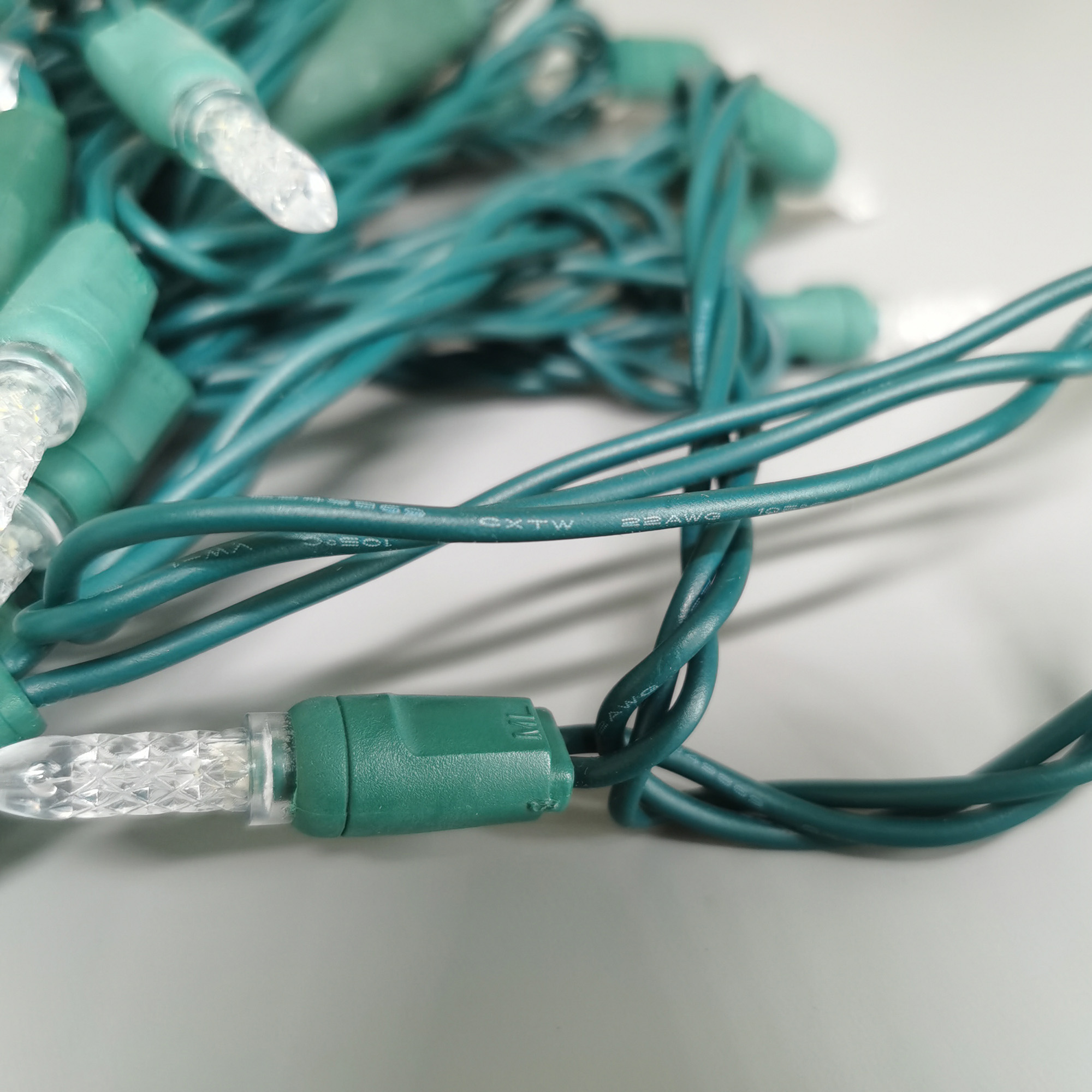 Christmas Lights LED String Lights Warm White LED, M5, 120V UL, Green Wire 