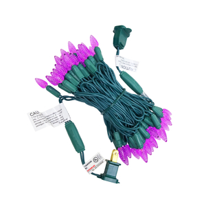 Christmas Lights LED String Lights Purple LED, C3, 120V UL, Green Wire 