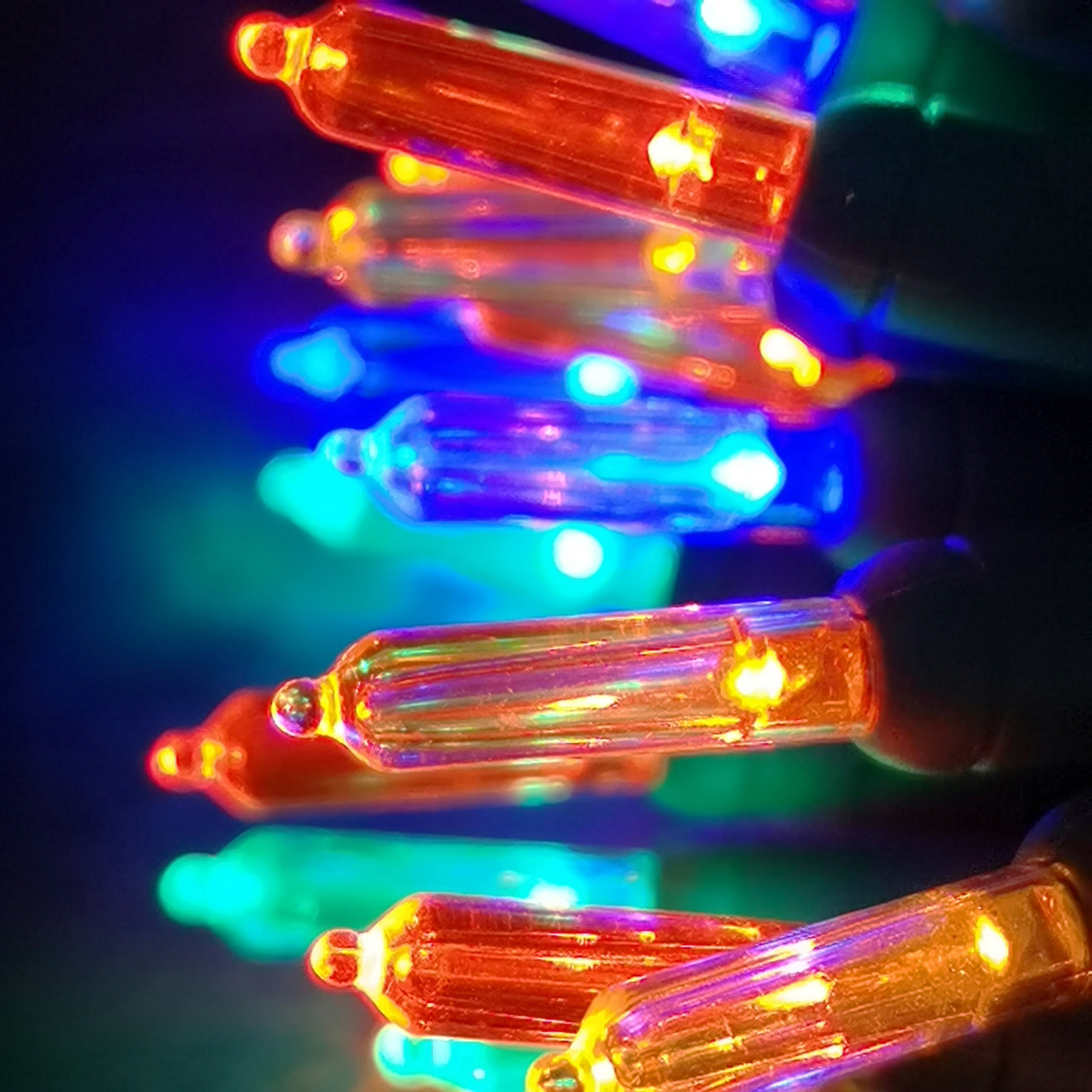 Christmas Lights LED String Lights Multi LED, T5, 120V UL, Green Wire 