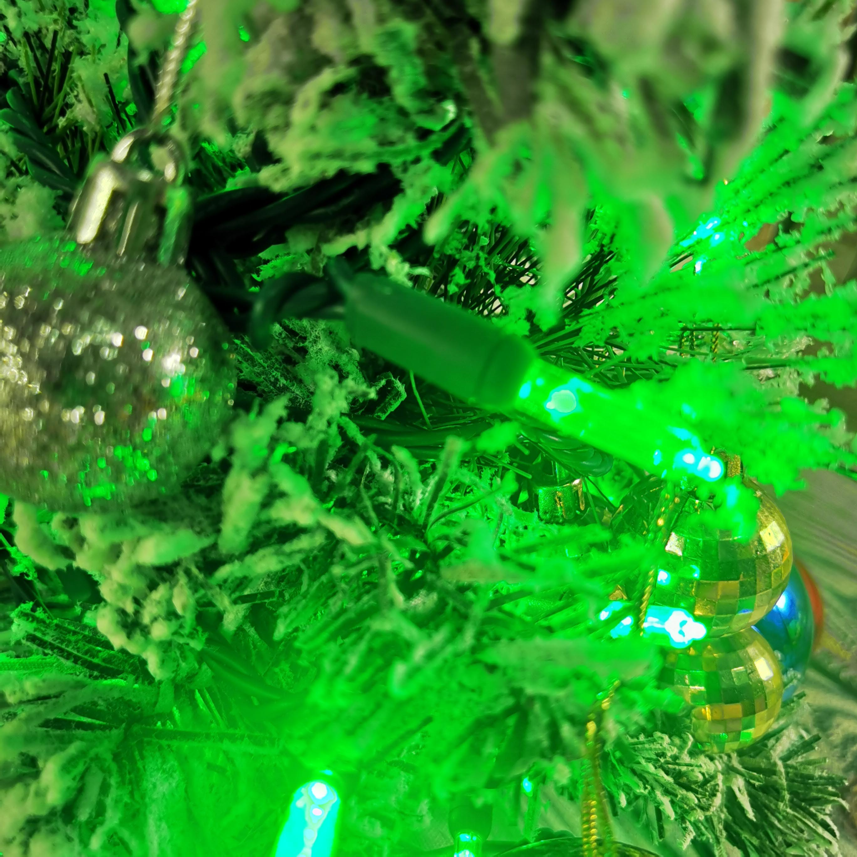 Christmas Lights LED String Lights Green LED, T5, 120V UL, Green Wire 