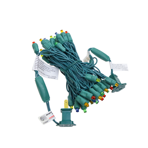 Christmas Lights 50 Mini LED String Lights Multi LED, 120V UL, Green Wire 