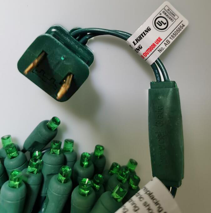 Christmas Lights 50 Green Mini LED String Lights, 120V UL, Green Wire 