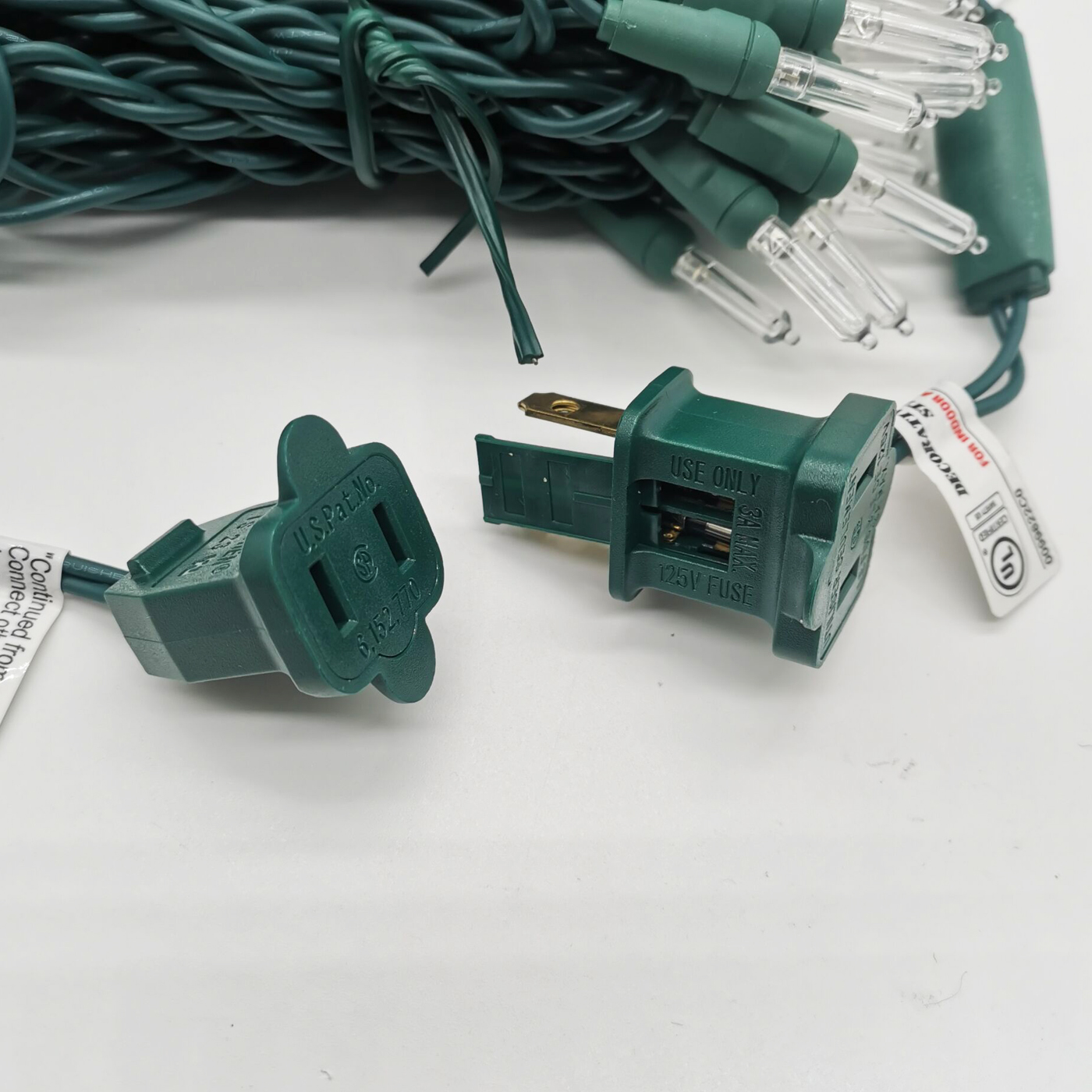 Christmas Lights LED String Lights Warm White LED, T5, 120V UL, Green Wire 