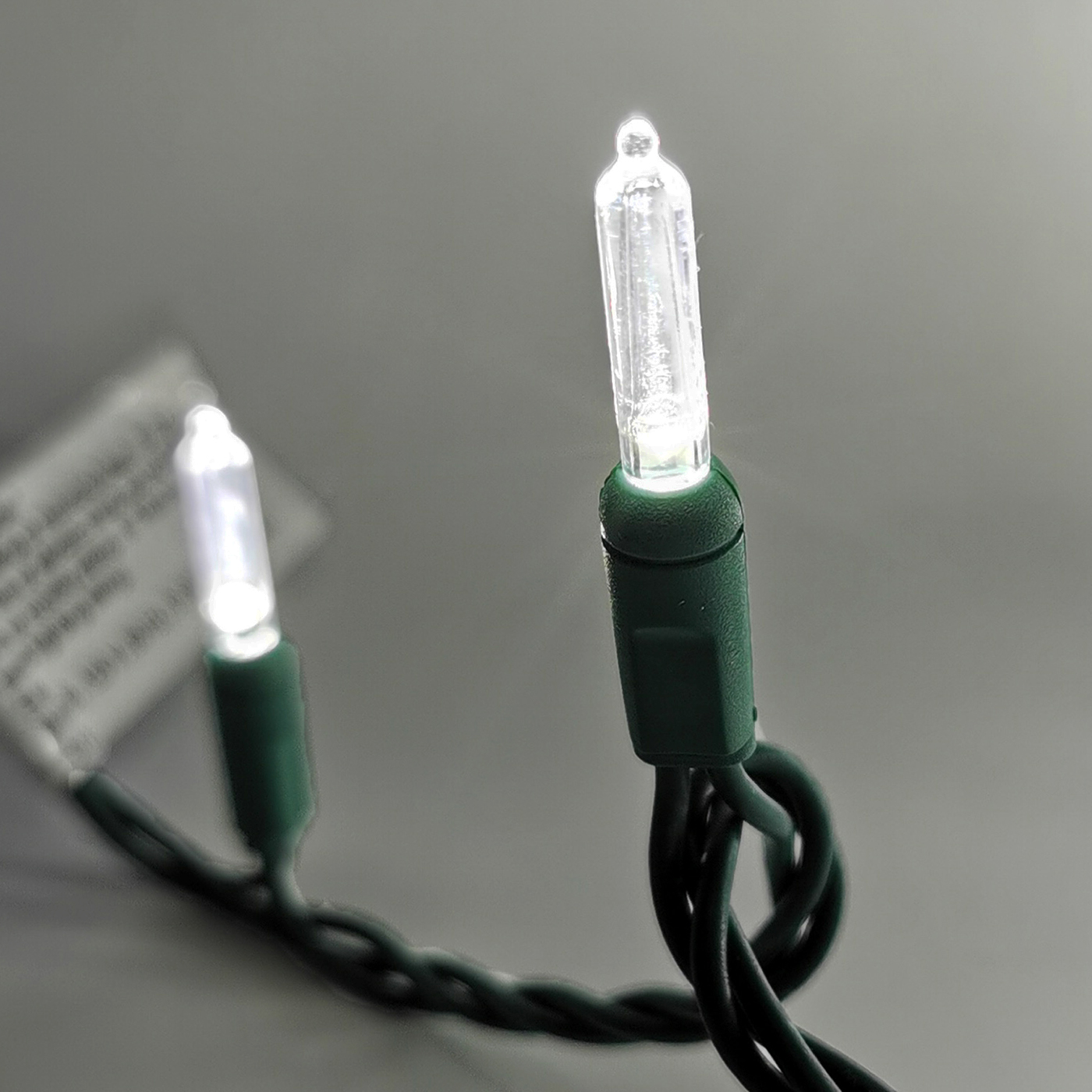 Christmas Lights LED String Lights Cool White LED, T5, 120V UL, Green Wire 
