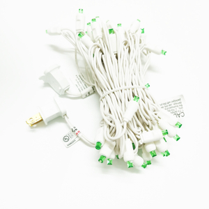 Christmas Lights 50 Green Mini LED String Lights, 120V UL, White Wire 