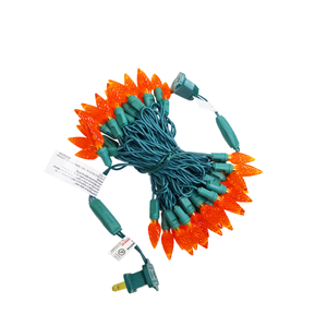 Christmas Lights LED String Lights Orange LED, C6, 120V UL, Green Wire 