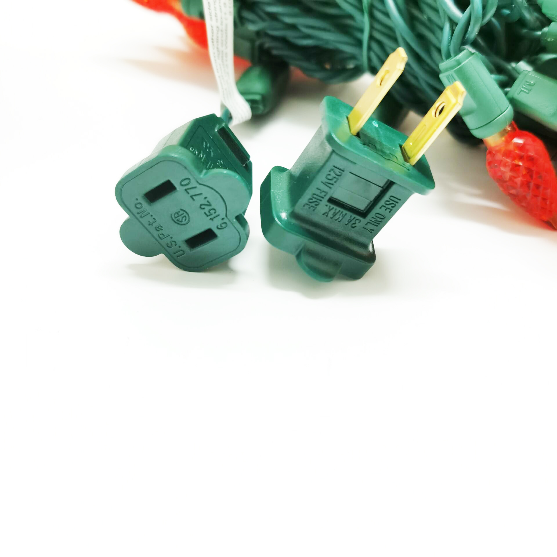 Christmas Lights LED String Lights Multi LED, C6, 120V UL, Green Wire 