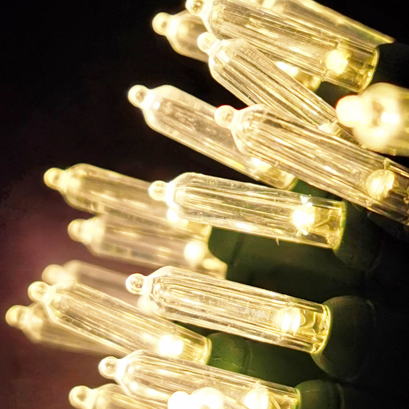 Christmas Lights LED String Lights Warm White LED, T5, 120V UL, Green Wire 