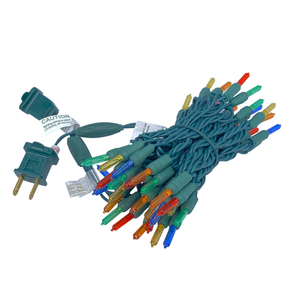 Christmas Lights LED String Lights Multi LED, T5, 120V UL, Green Wire 