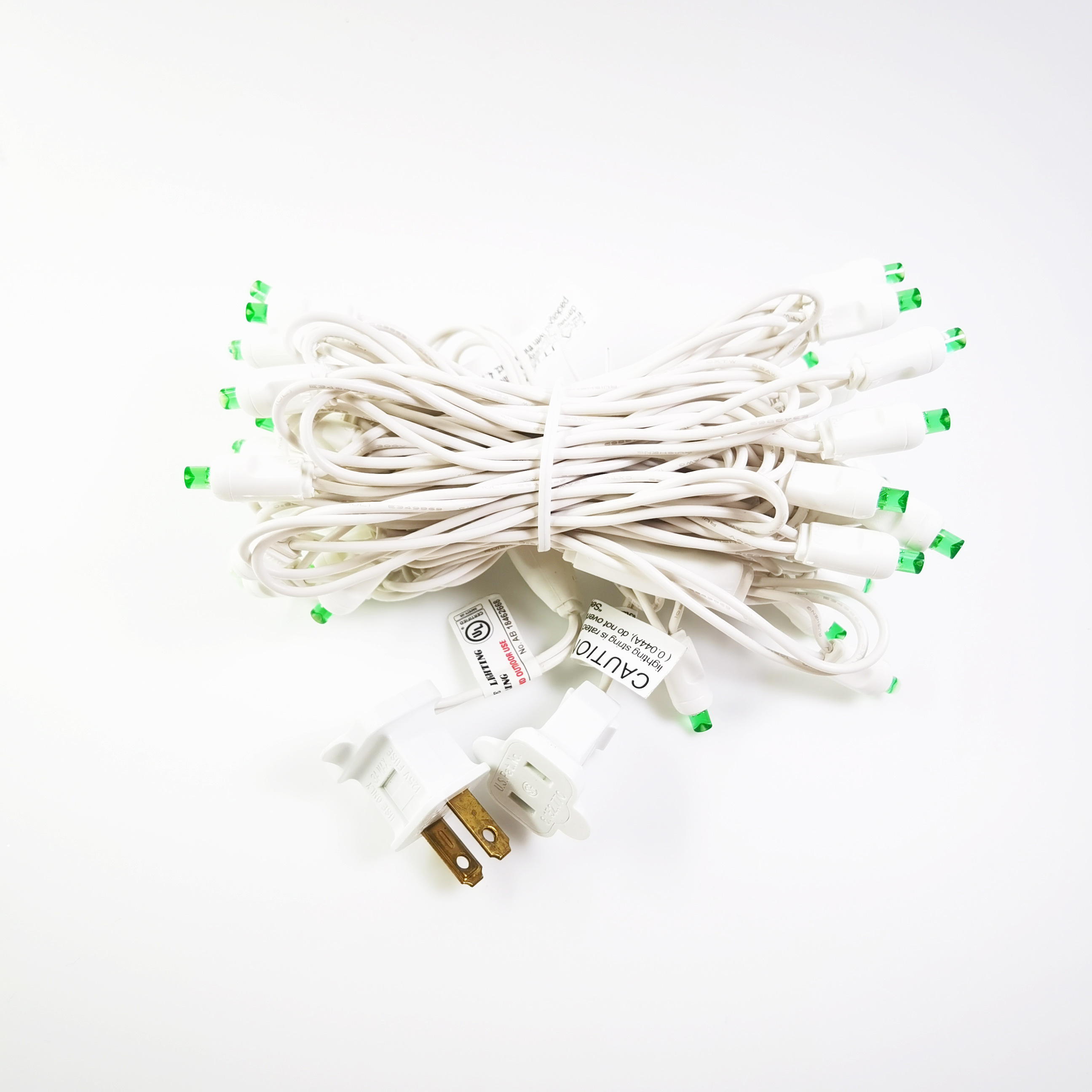 Christmas Lights 50 Green Mini LED String Lights, 120V UL, White Wire 