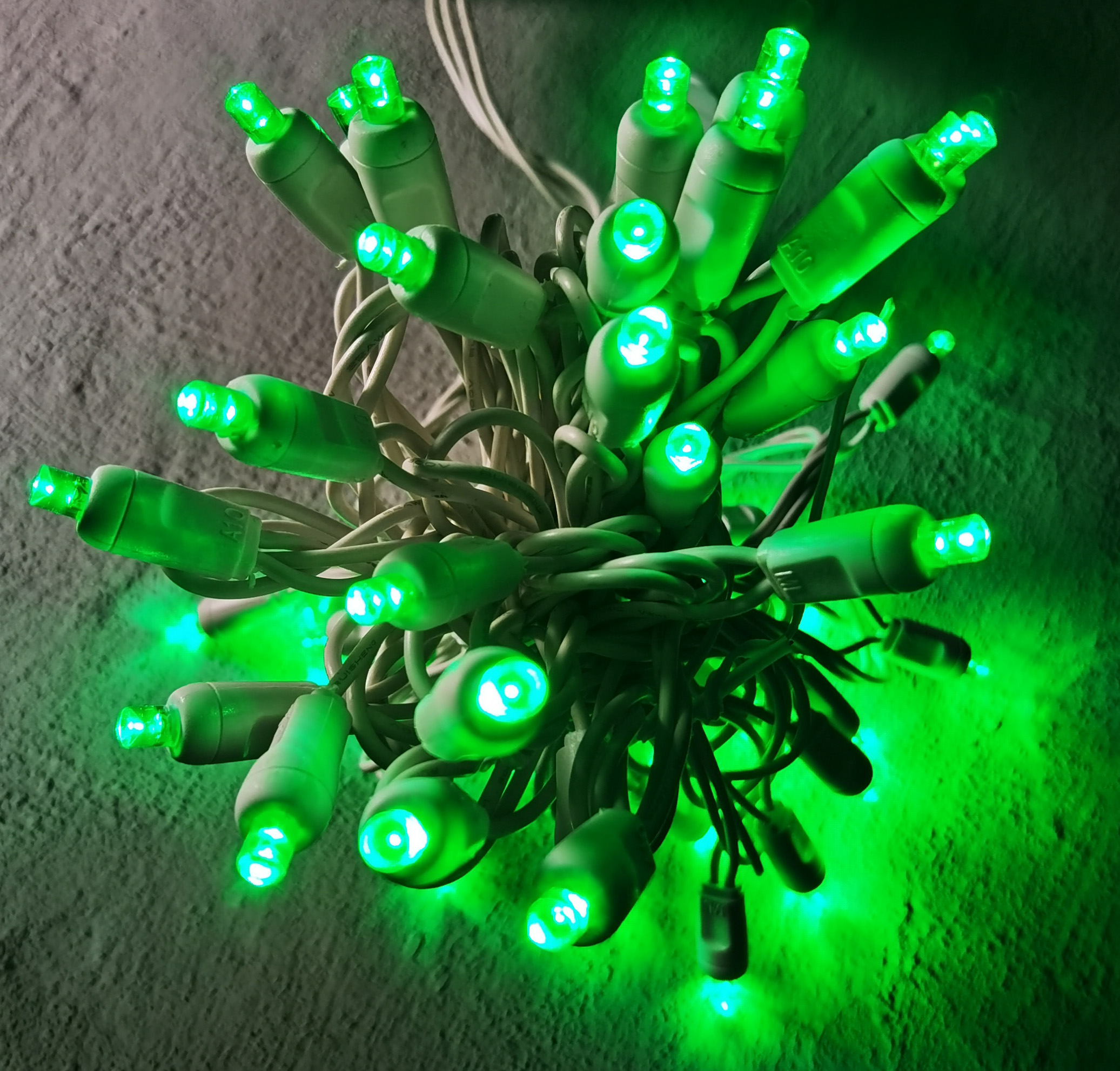 Christmas Lights 50 Green Mini LED String Lights, 120V UL, White Wire 