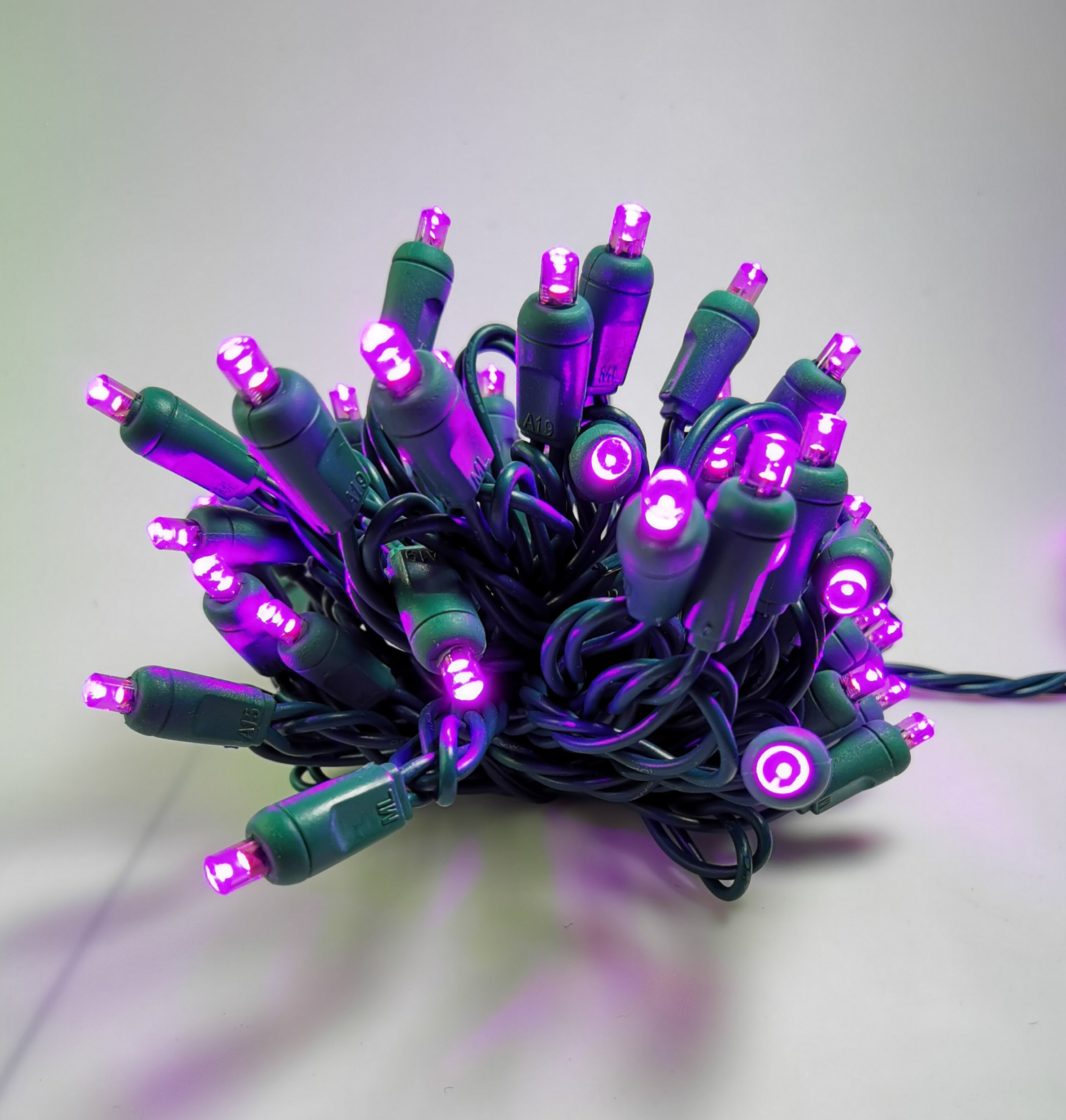 Christmas Lights 50 Mini LED String Lights Purple LED, 120V UL, Green Wire 