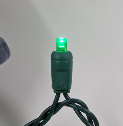 Christmas Lights 50 Green Mini LED String Lights, 120V UL, Green Wire 