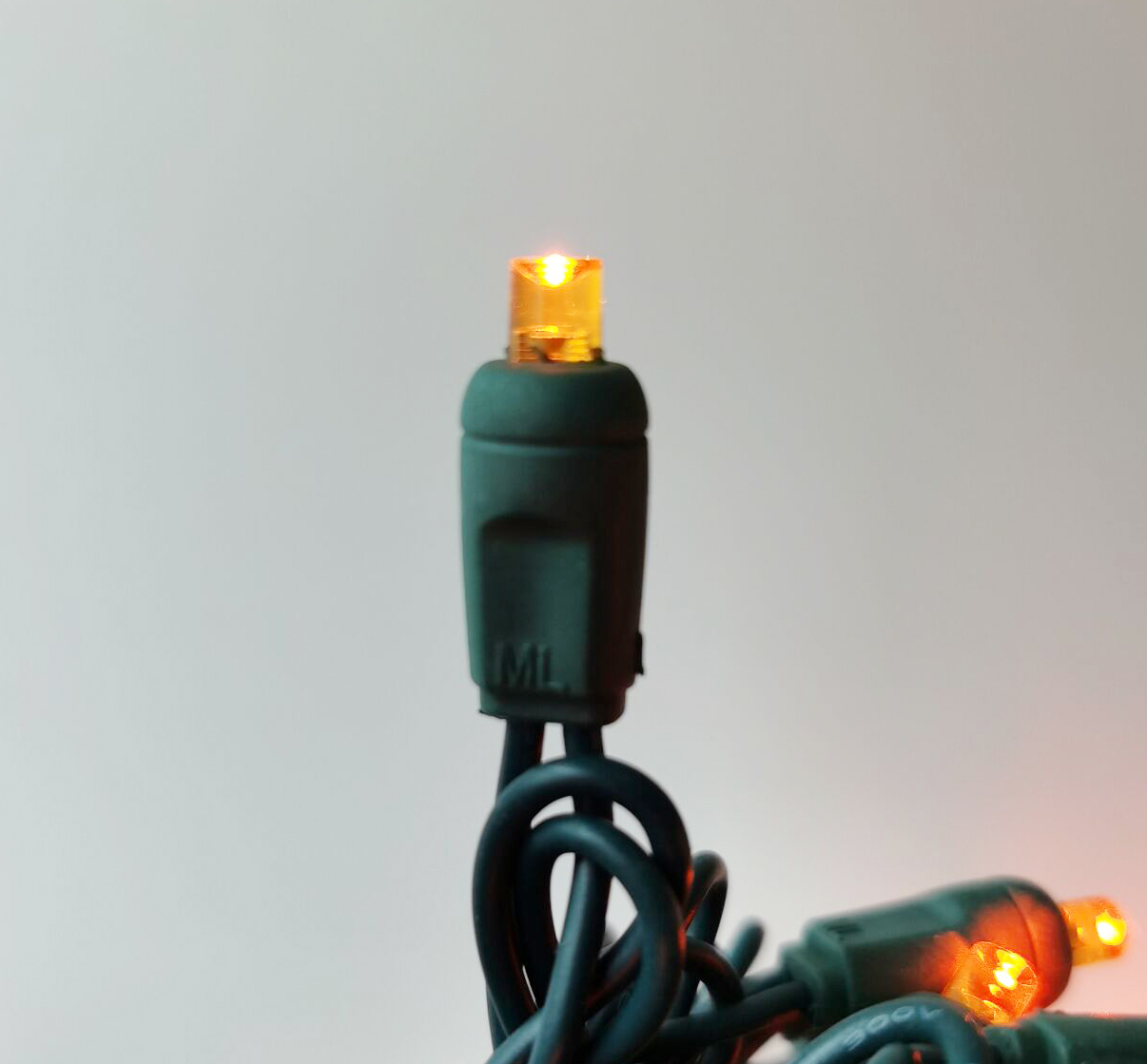 Christmas Lights 50 Mini LED String Lights Orange LED, 120V UL, Green Wire 
