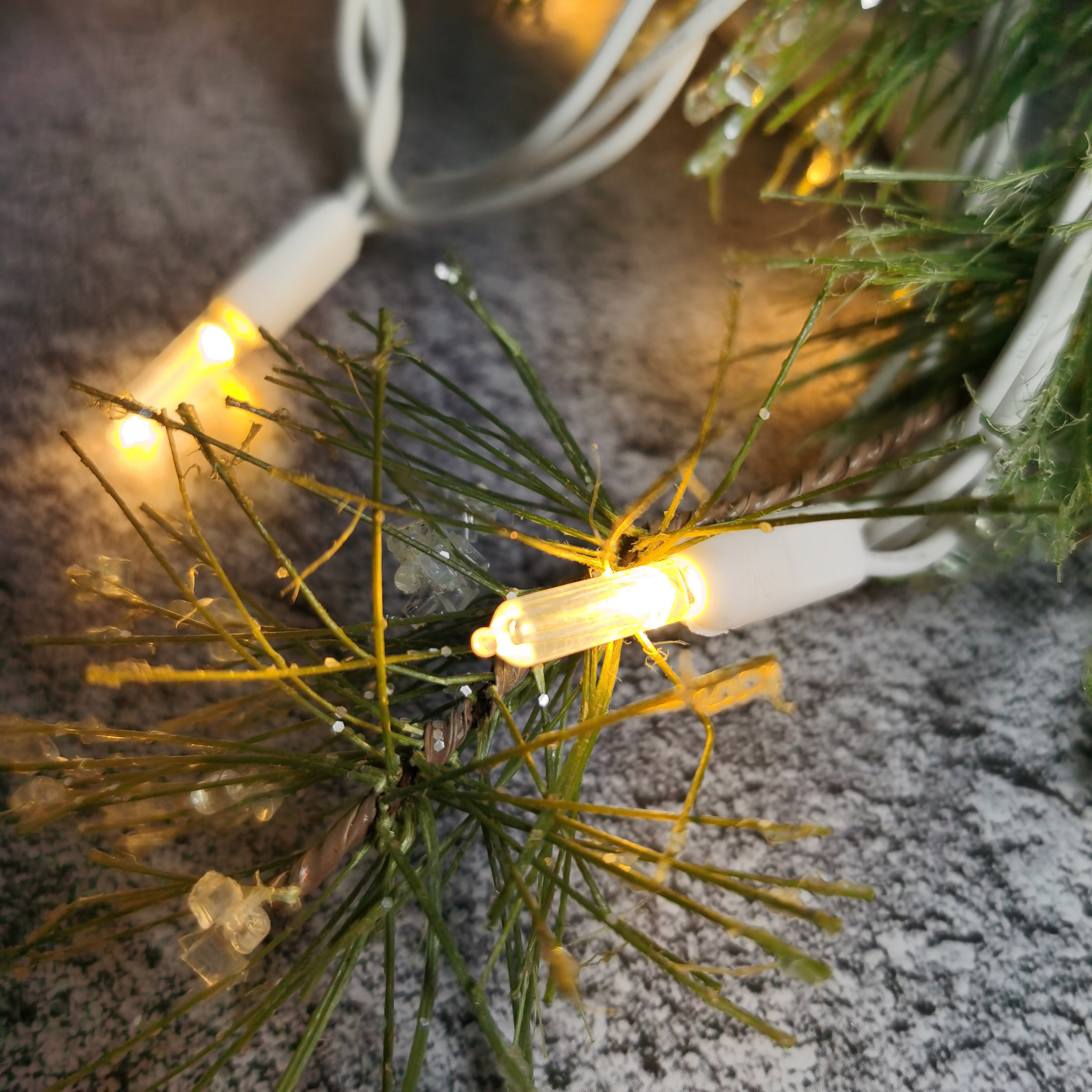Christmas Lights LED String Lights Warm White LED, T5, 120V UL, White Wire 