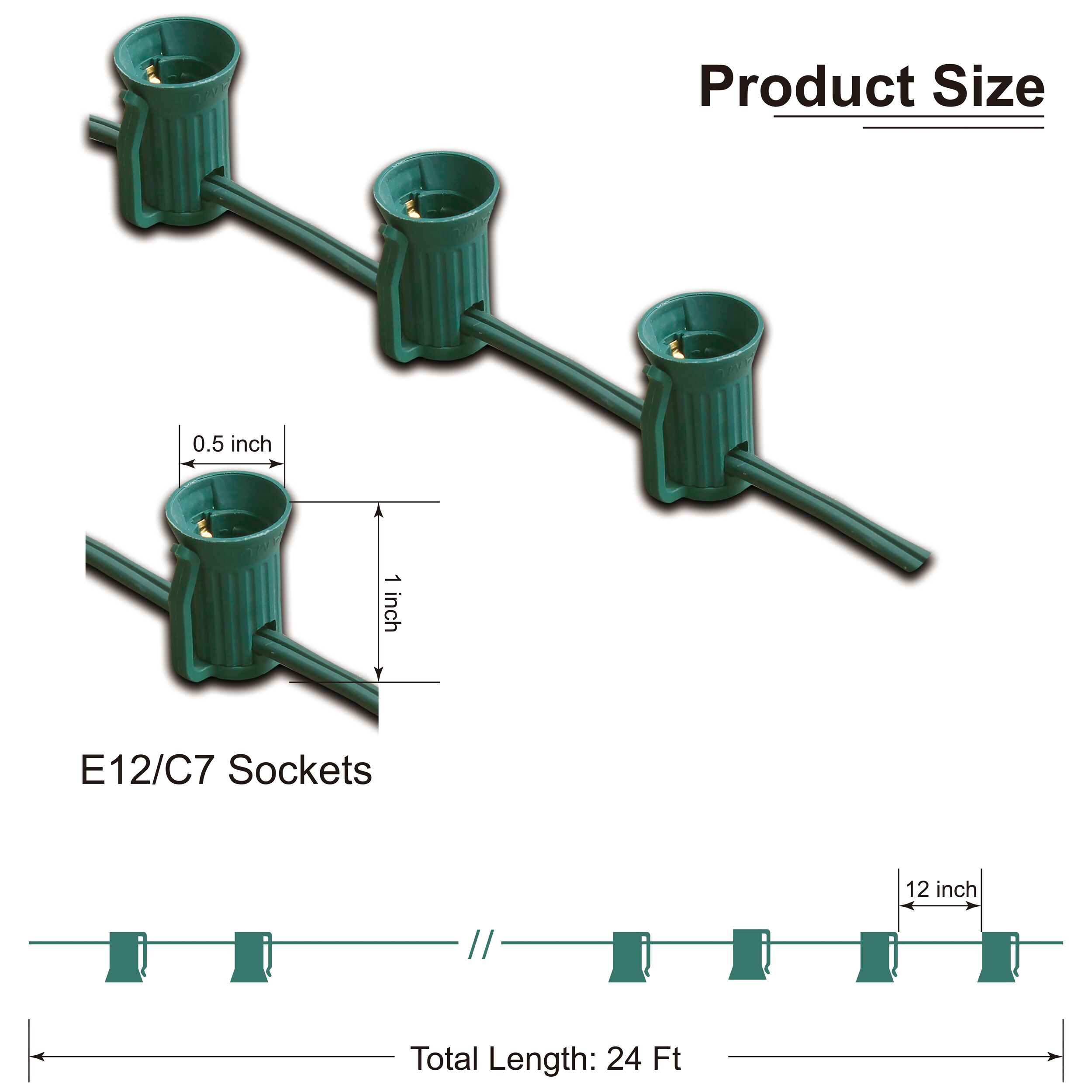 Outdoor Candelabra C7/E12 Christmas Light Stringer 