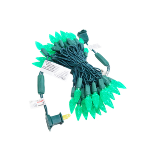 Christmas Lights LED String Lights Green LED, C6, 120V UL, Green Wire 