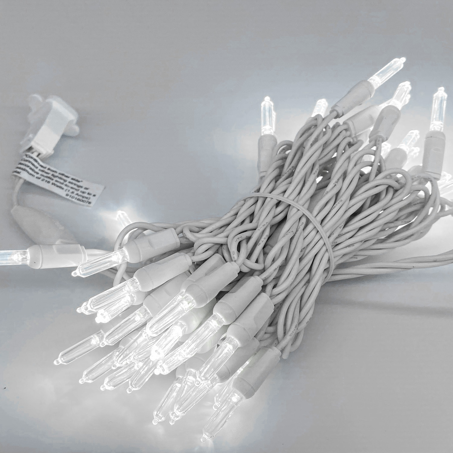Christmas Lights LED String Lights Cool White LED, T5, 120V UL, White Wire 