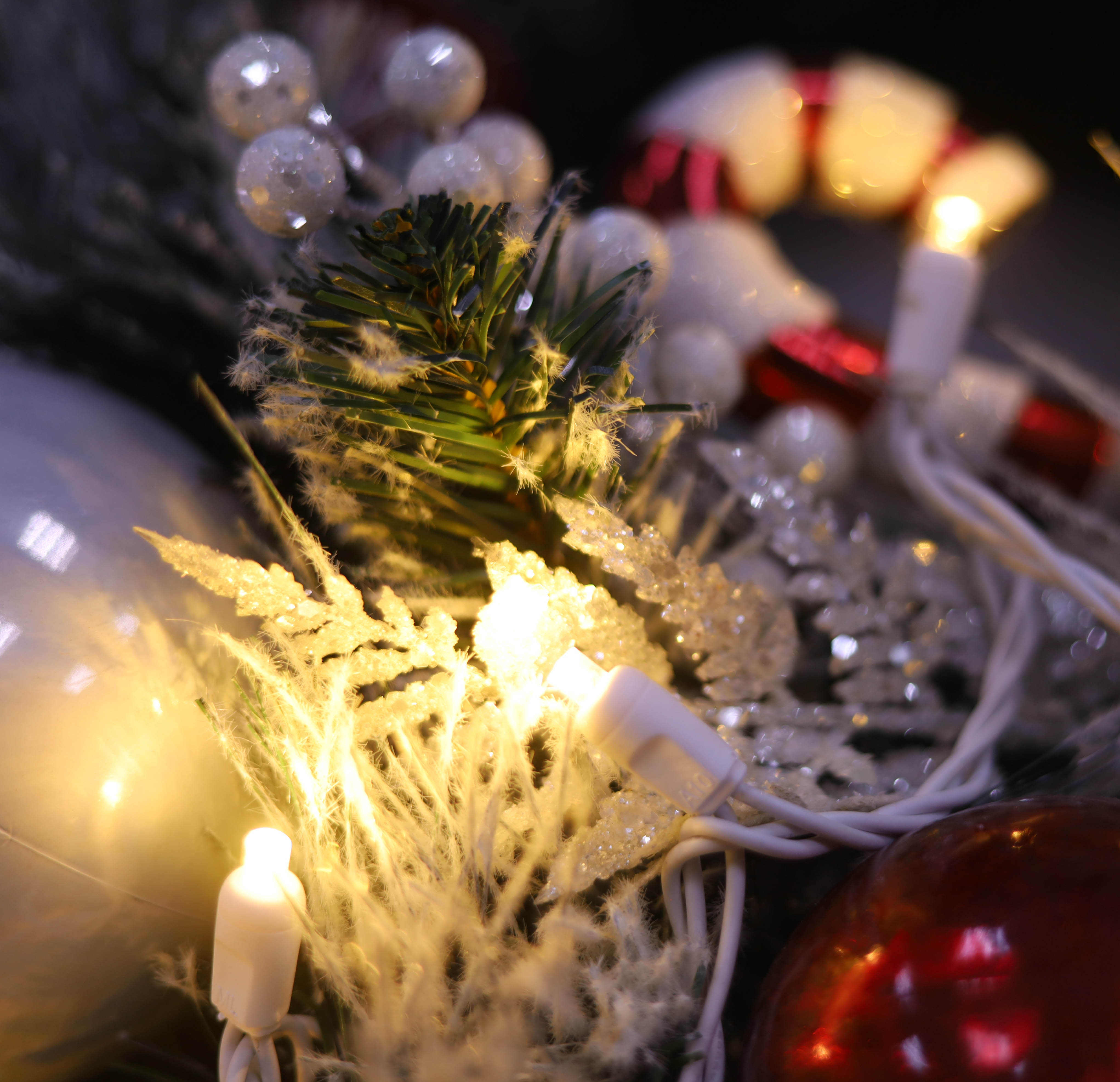 Christmas Lights 50 Cool White Mini LED String Lights, 120V UL, White Wire 