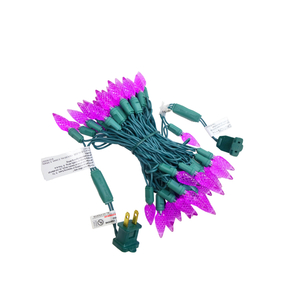 Christmas Lights LED String Lights Purple LED, C6, 120V UL, Green Wire 