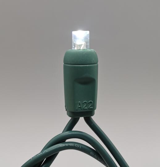 Christmas Lights 50 Cool White Mini LED String Lights, 120V UL, Green Wire 