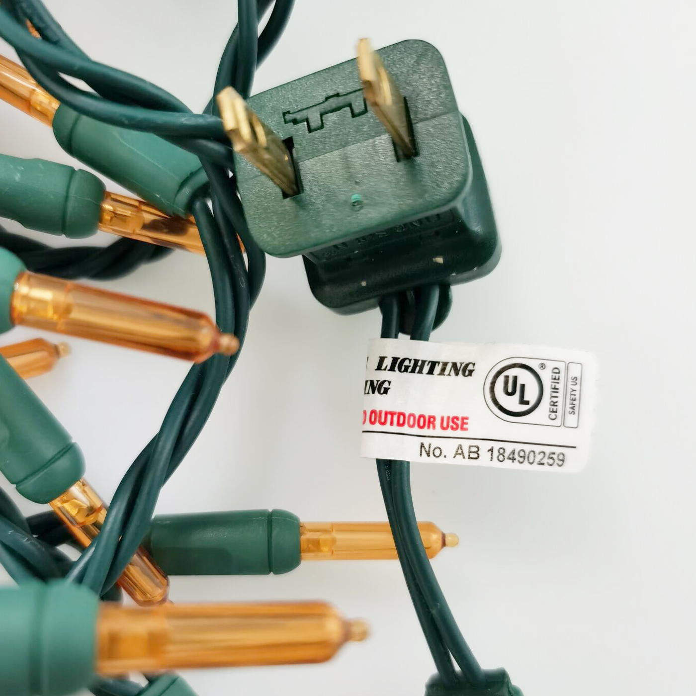 Christmas Lights LED String Lights Orange LED, T5, 120V UL, Green Wire 