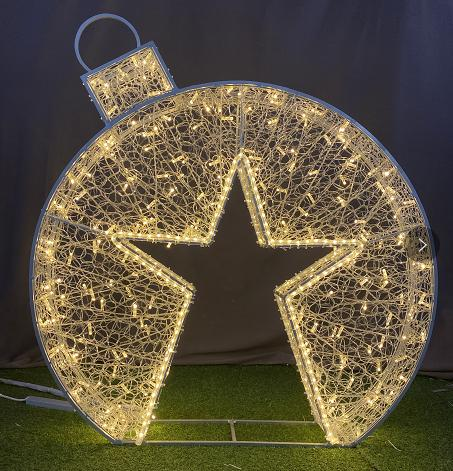 Outdoor Commercial Grade 3D Ornament Ring Motif with Star120X18X130CM