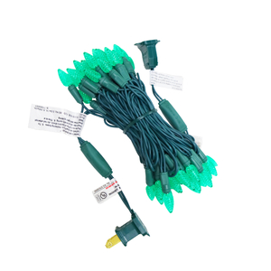 Christmas Lights LED String Lights Green LED, C3, 120V UL, Green Wire 