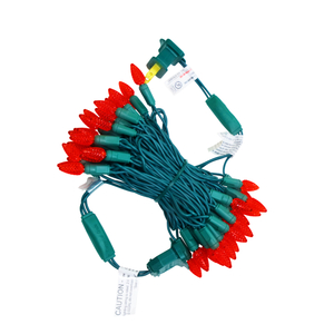 Christmas Lights LED String Lights Red LED, C3, 120V UL, Green Wire 
