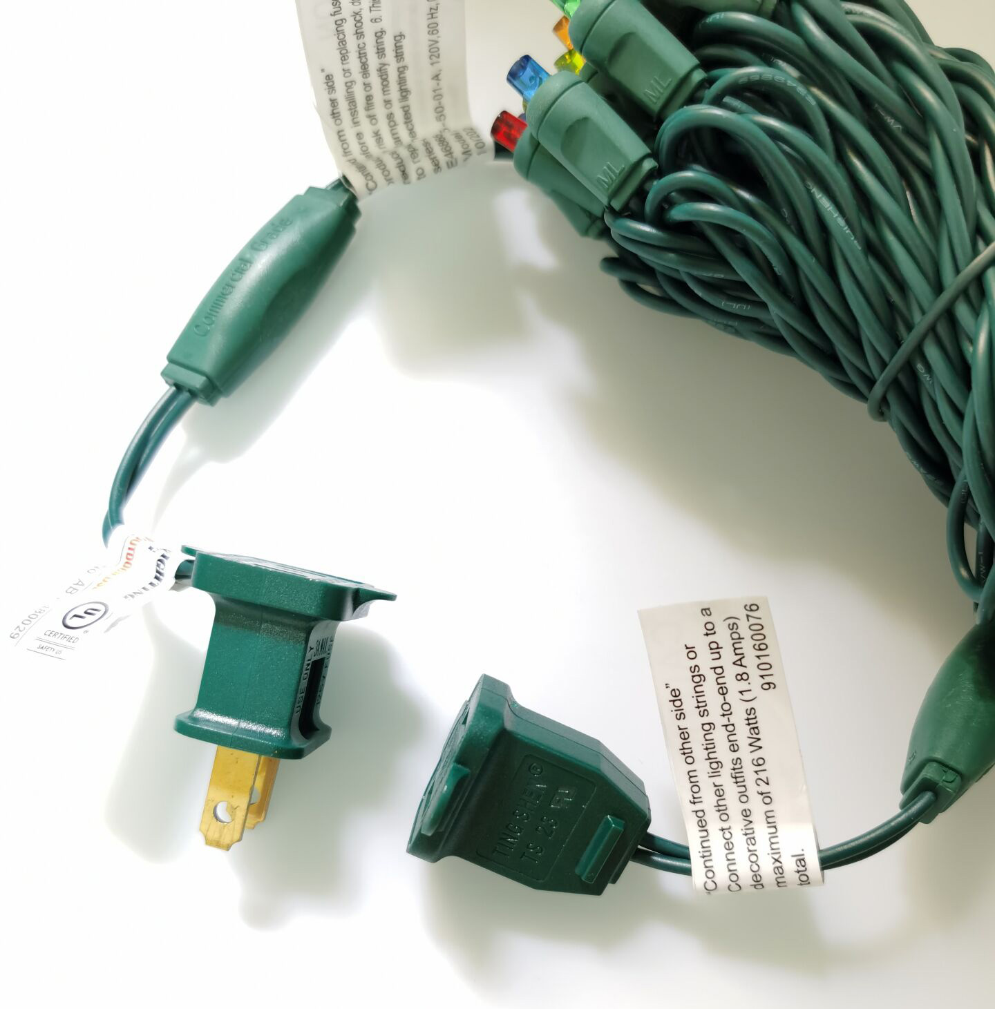 Christmas Lights 50 Mini LED String Lights Multi LED, 120V UL, Green Wire 