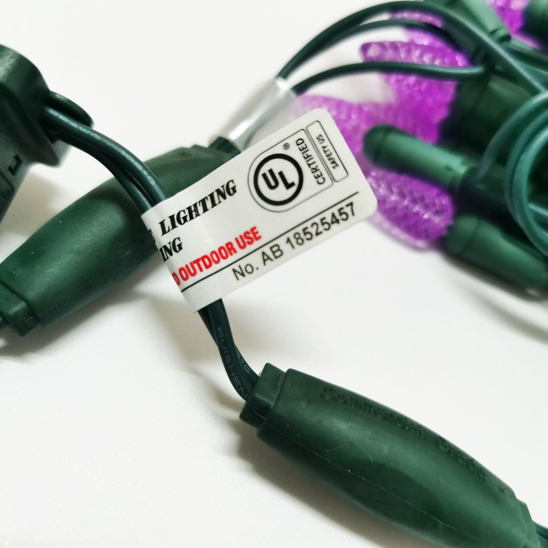 Christmas Lights LED String Lights Purple LED, C3, 120V UL, Green Wire 